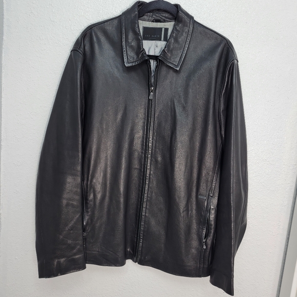 Ted Baker 100% Leather Jacket Coat BlackUS Size 40